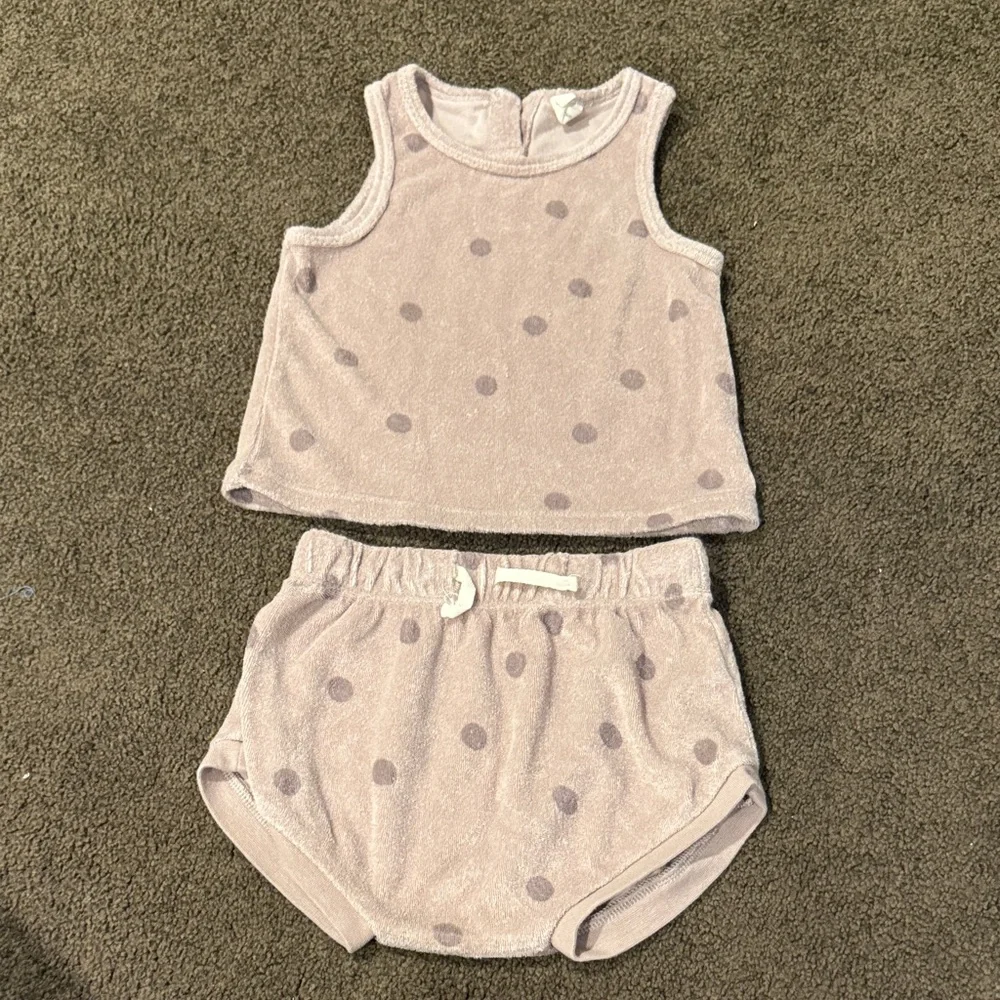 Quincy Mae Mauve Polka Dot Kids Tank Top and Shorts Set